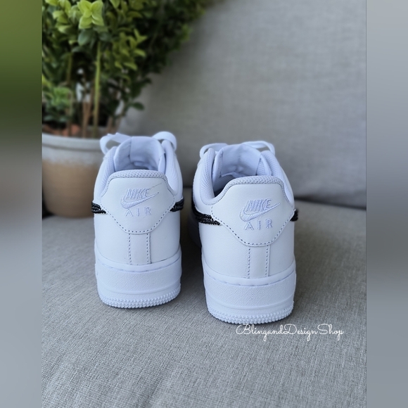 Bling Nike Air Force 1 Low Sneakers Customized with Black Swarovski Crystals - Picture 5 of 9